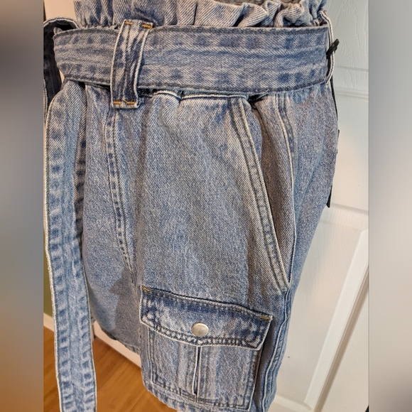 BlankNYC moon river denim mini belted paperbag skirt Large Y2k - Picture 7 of 9